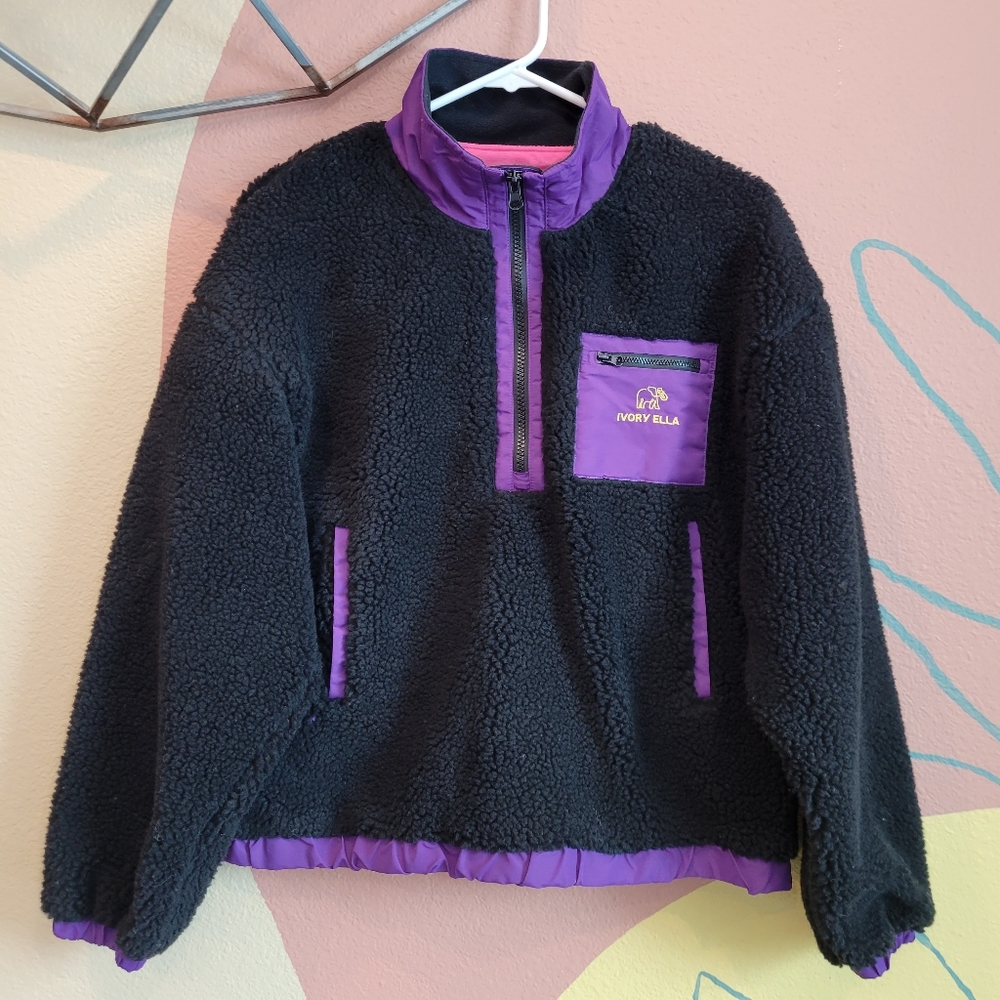 NWT Ivory Ella Sherpa Teddy 1/4 Zip Jacket